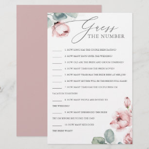 Devinez le nombre dusty rose jeu de baby shower de