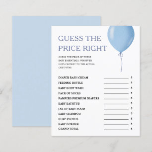 Devinez Le Prix Blue Balloon Boy Baby shower Jeu