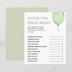 Devinez Le Prix Green Balloon Boy Baby shower Jeu