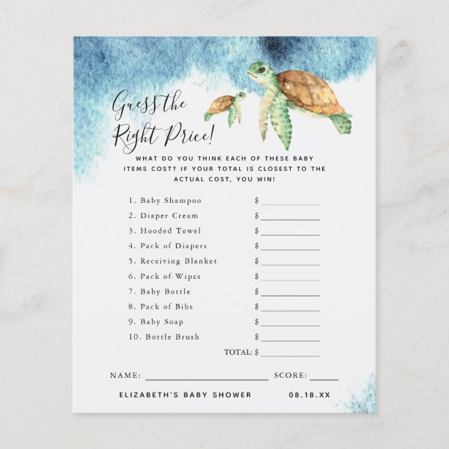 Devinez Le Prix | Jeu Baby shower (Devant)