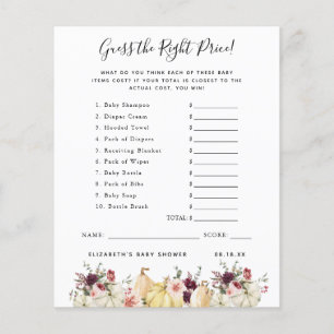 Devinez Le Prix Jeu Baby shower