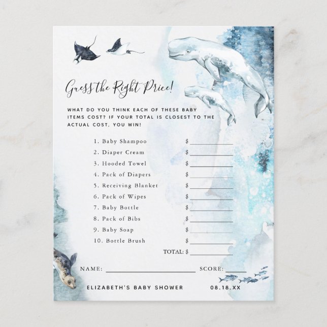 Devinez Le Prix | Jeu Baby shower (Devant)