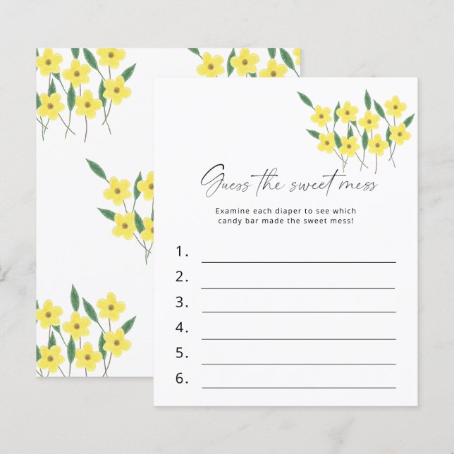 Devinez les Fleurs sauvages du jeu de Baby shower  (Devant / Derrière)