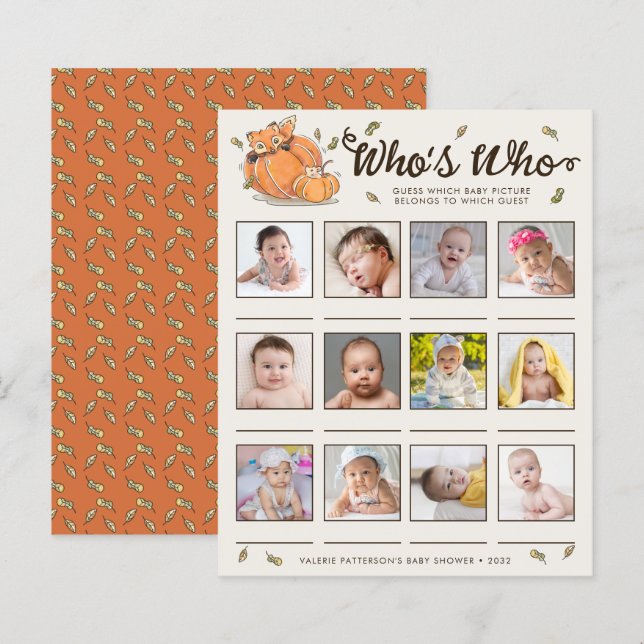 Devinez quel jeu de Baby shower photo pour bébé de (Devant / Derrière)