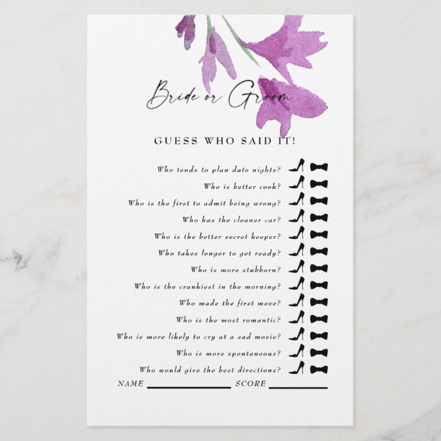 Devinez qui a dit cela ? Fête de mariage à la fleu (Devant)