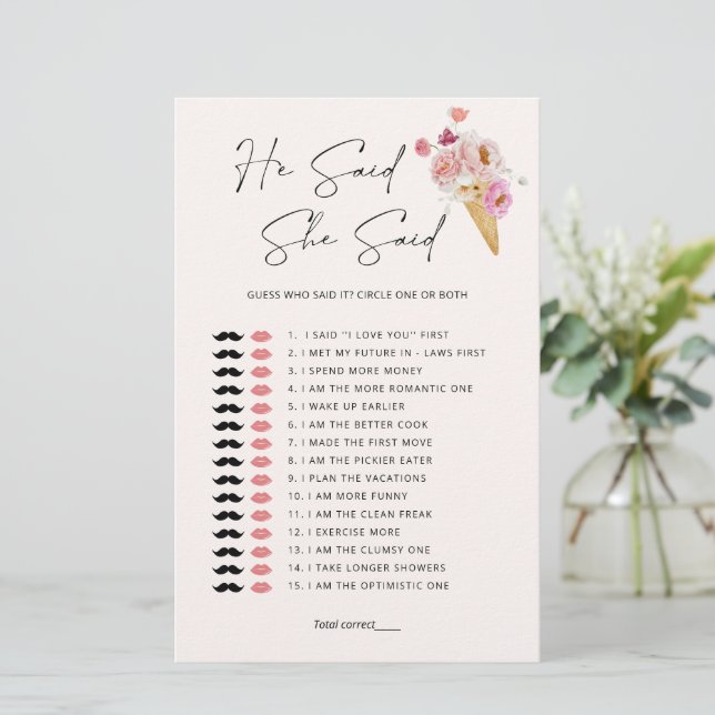 Devinez Qui A Dit Glace Cream Floral Fête des mari (Debout devant)