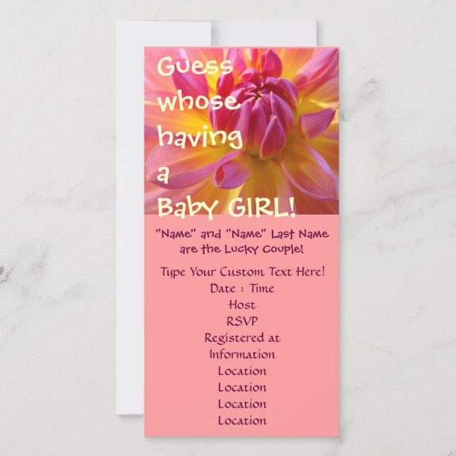 Devinez qui attend une fille ! Cartons d'invitatio (Devant)