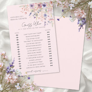 Devinez qui : Baby Shower Rose Pâle Fleur Sauvage
