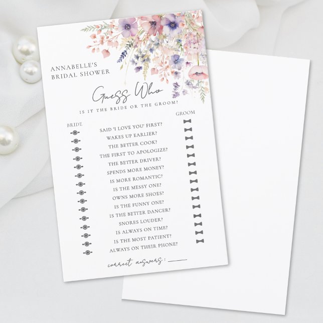 Devinez qui : Baby Shower Wildflower pour la marié (Guess Who Wildflower Bridal Shower)