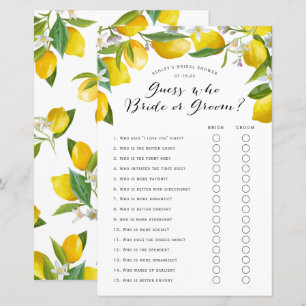 Devinez qui, citron nuptiale jeux de douche