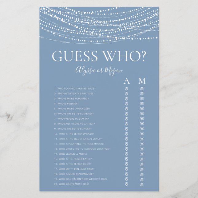 Devinez Qui Dusty Blue Lights Jeu de douche LGBTQ (Devant)