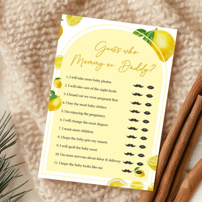 Devinez qui est Maman ou Papa Jeu Citron Agrumes (Sweet Little One Citrus Baby Shower Guess Who Mommy or Daddy Game)