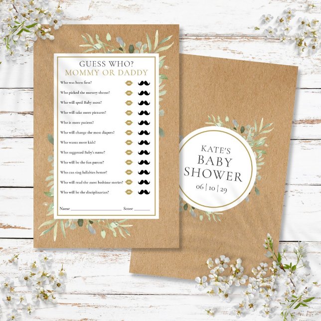 Devinez qui est Maman Papa Jeu de Baby Shower Rust (Guess Who Mommy Daddy Rustic Baby Shower Game)
