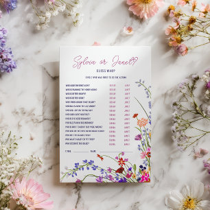 Devinez qui fleur sauvage jeu de douche à nuptiale
