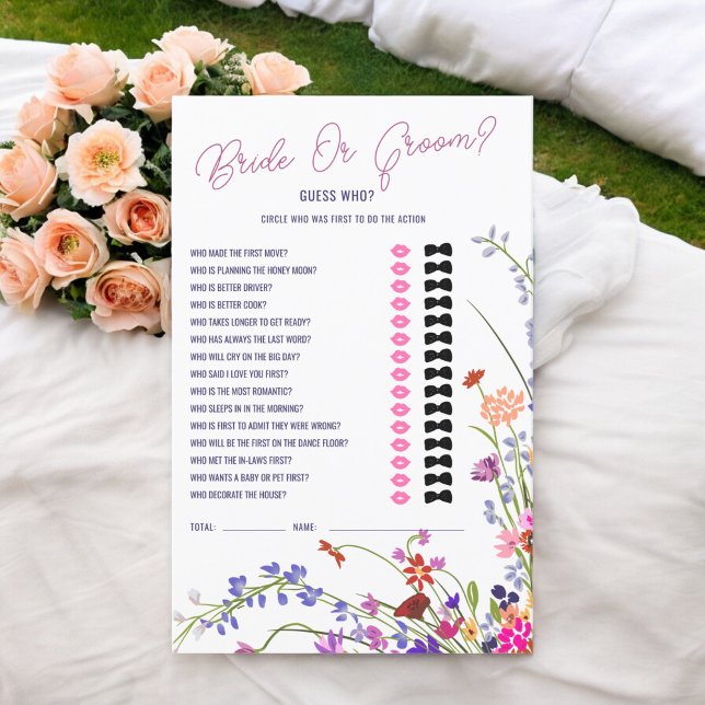 Devinez qui fleur sauvage jeu de douche de nuptial (Guess who wildflowers bridal shower game)