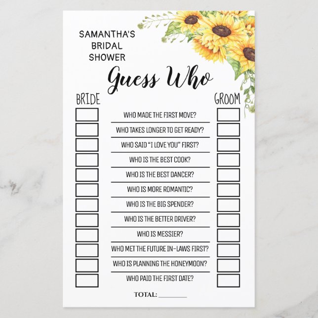 Devinez qui jeu de baby shower anglais espagnol (Devant)