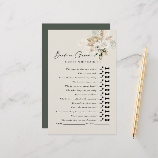 Devinez Qui L'A Dit ? Fête des mariées Pampas Sage (Devant/Arrière en situation)