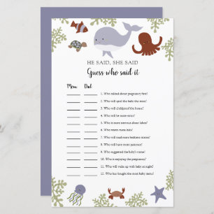Devinez qui l'a dit Game Under the Sea Baby shower