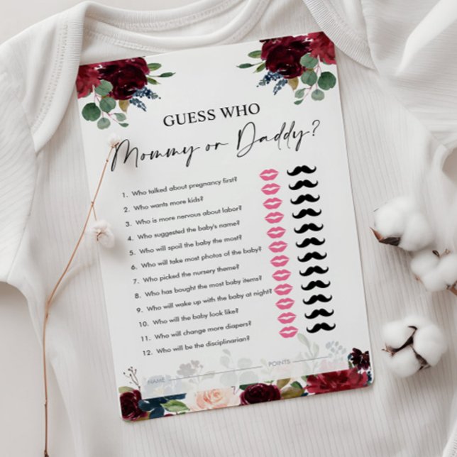 Devinez qui, maman ou papa, Baby shower Boho jeu (Créateur téléchargé)