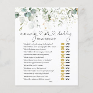 Devinez qui maman ou papa Baby shower Jeu Vert