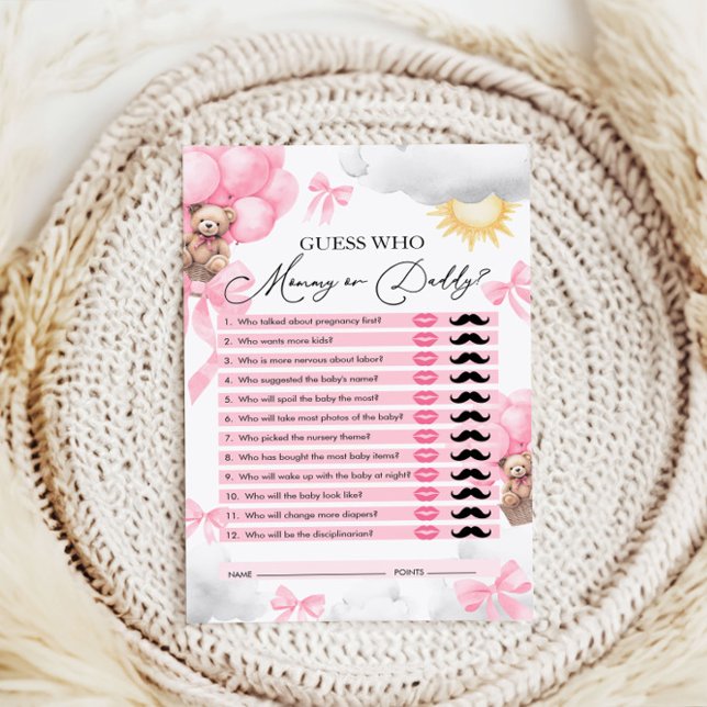 Devinez qui, maman ou papa, Baby shower ours jeu (Créateur téléchargé)