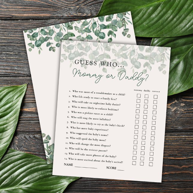 Devinez qui maman ou papa Baby shower Safari jeu (Créateur téléchargé)