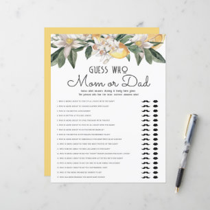 Devinez Qui Maman Ou Papa Citron Baby shower Citru