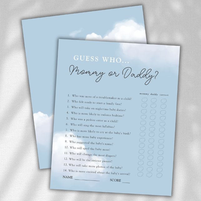 Devinez qui maman ou papa garçon Baby shower jeu (Créateur téléchargé)