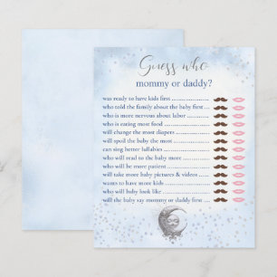 Devinez Qui Maman Papa Bleu Lune Baby shower Jeu