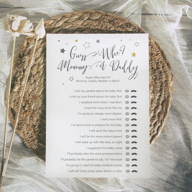 Devinez Qui Maman Papa Jeu De Douche Neutre Sexe (Créateur téléchargé)