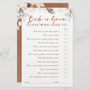 Devinez qui marié ou groom - Jeu Floral en terre c