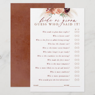 Devinez qui marié ou la chambre - Pampas Grass Gam