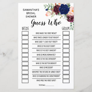 Devinez qui nuptiale douche anglais jeu espagnol