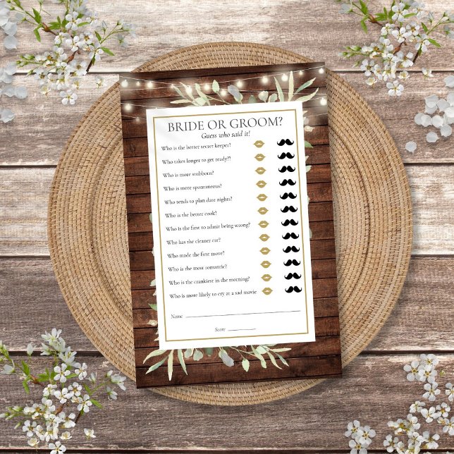 Devinez Rustique Qui Verdure Fête des mariées Jeu (Rustic Guess Who Greenery Bridal Shower Game)