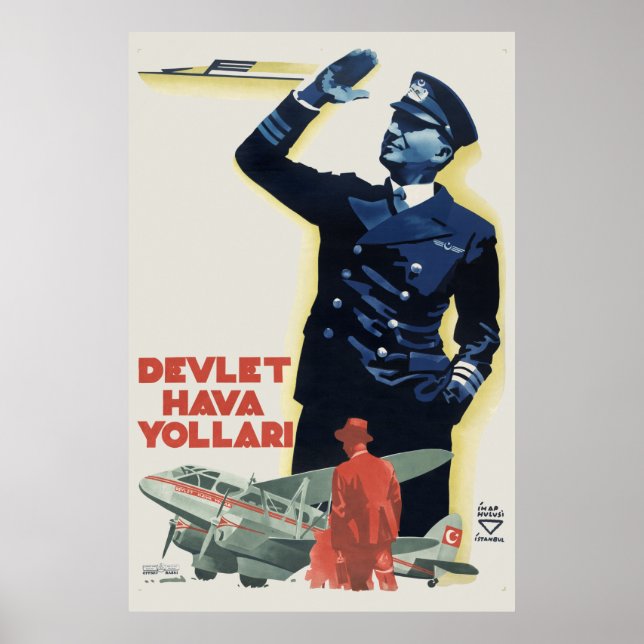 Devlet Hava Yollari Turquie Poster vintage 1938 (Devant)
