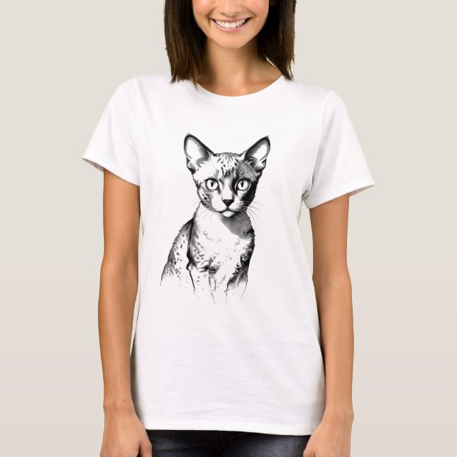 Devon Rex Cat Sketch Women's T-Shirt (Devant)