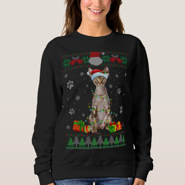 Devon Rex Chat drôle Vilain Noël Sweat Sa (Devant)