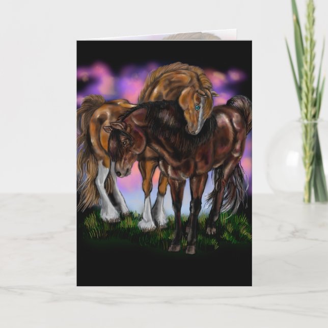 Dévotion Équestre~ Cartes de vœux de chevaux au co (Devant)