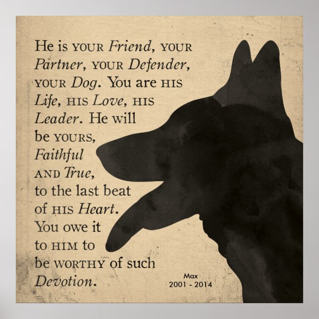 "Devotion" Vintage German Shepherd Dog Poster (Devant)