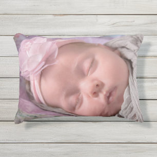 D'extérieur Ajoutez la photo de votre bébé à ce Coussin rose m