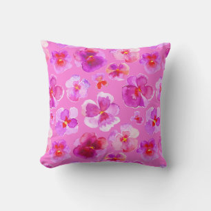 D'extérieur Aquarelle florale rose rose coussin d'art moderne
