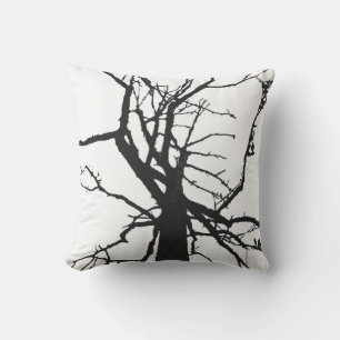 D'extérieur Arbre noir et blanc Haut Coussin extérieur Abstrai