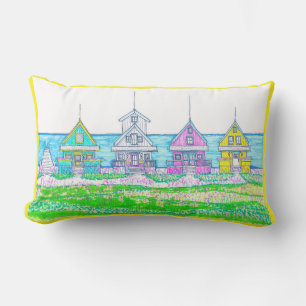 D'extérieur Beach Cottages Jaune Lumbar Coussin
