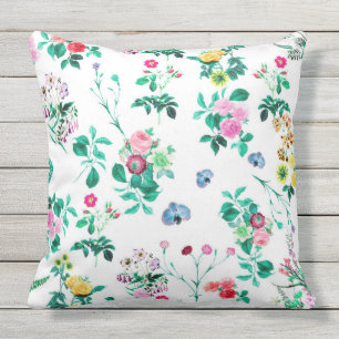 D'extérieur Belles fleurs florales colorées Coussin extérieu
