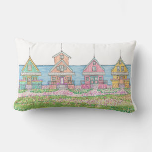 D'extérieur Bright Beach Cottages Lumbar Coussin