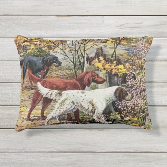 D'extérieur Chiens vintages Setter Trio Coussin extérieur Acce (Devant)