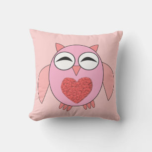 D'extérieur Chouette de coeur rose Love Coussin extérieur