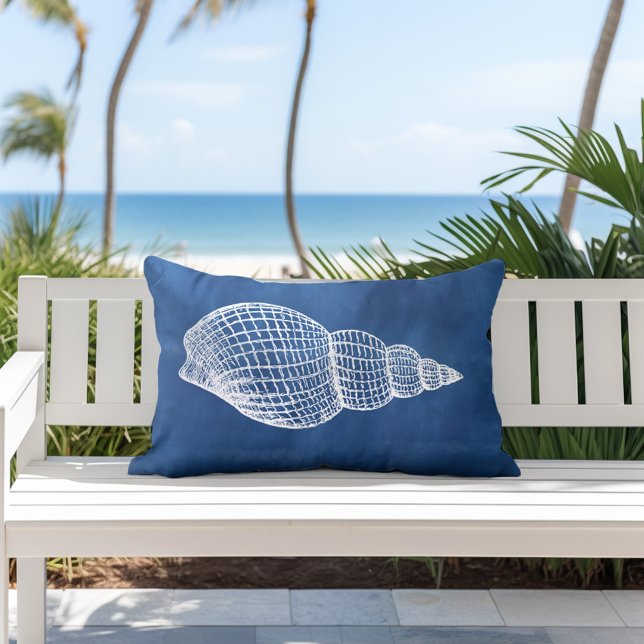 D'extérieur Coastère Shell Bleu Blanc extérieur Lumbar Coussin (Créateur téléchargé)
