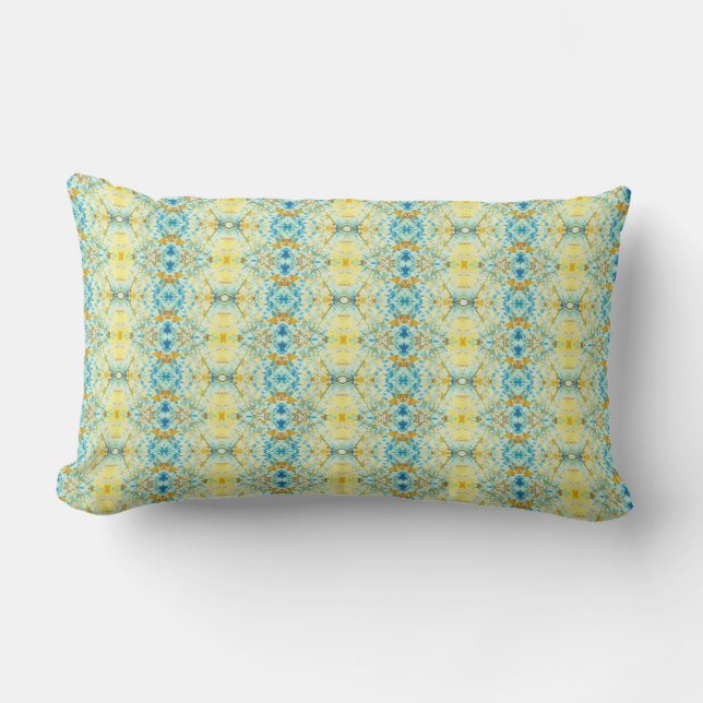 D'extérieur Coussin Botanique Jaune Bleu Turquoise extérieur L (Recto)