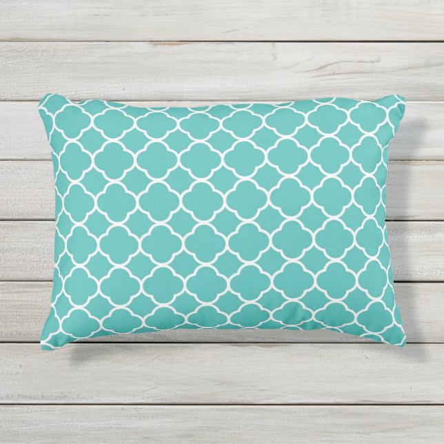 D'extérieur Coussin d'accents extérieur Turquoise Whitequatref (Devant)